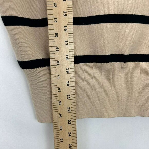 Evereve Korey Women’s XL Rayon Blend Striped Sweater Vest Short Sleeve Tan/Black - Picture 4 of 15